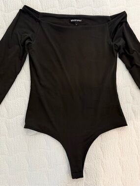 Wearever Black Off-Shoulder Long-Sleeve Bodysuit